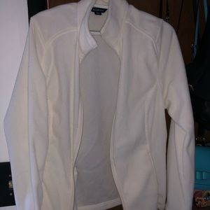 Lands end white fleece coat w collar